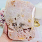 Huge 20cm Chunky 1.2KG Druzy Pink Amethyst Slab | Platter from Argentina On Stand
