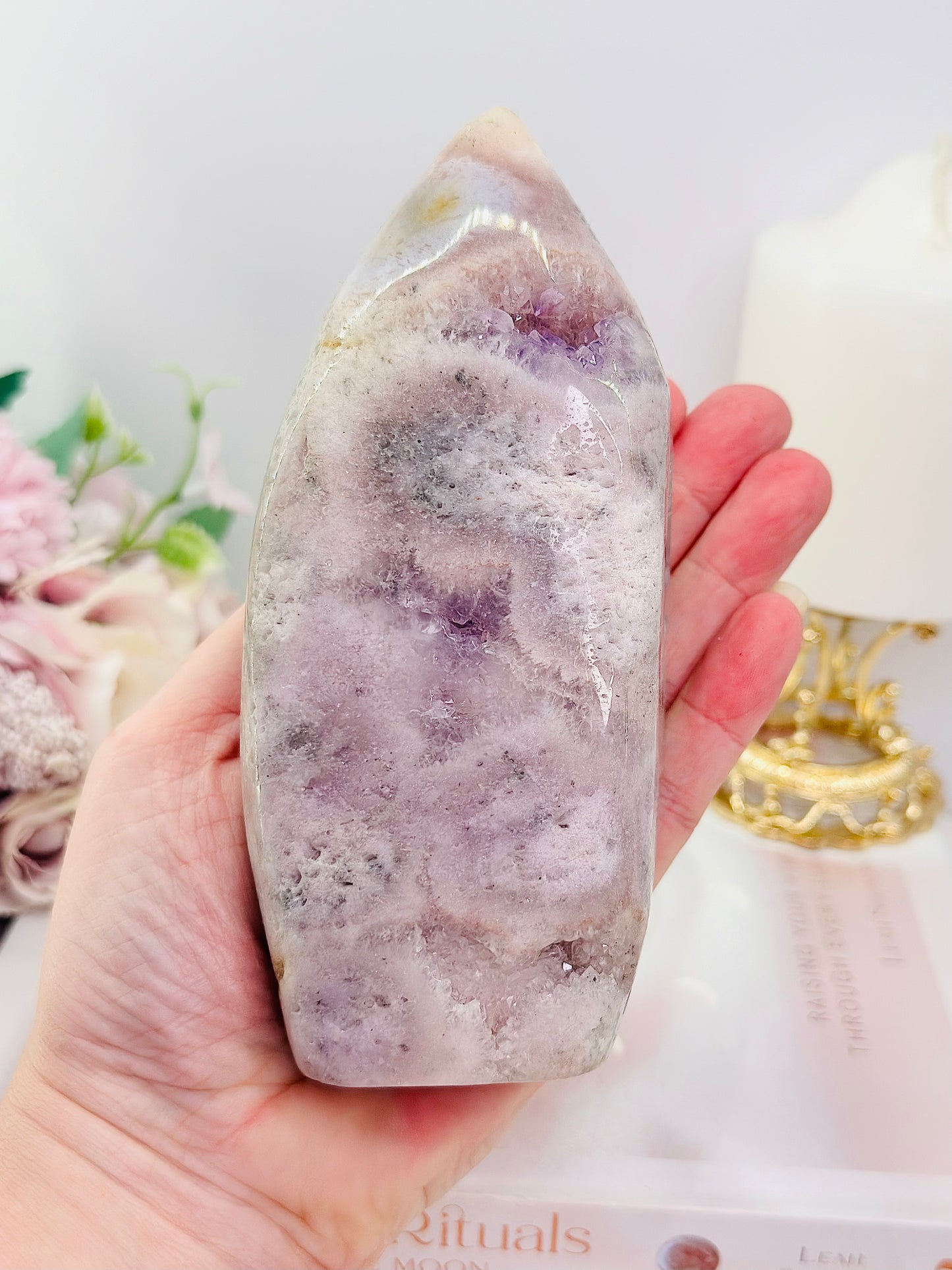 ⚜️ SALE ⚜️ Elegant Large 15cm 686gram Druzy Pink Amethyst Freeform From Brazil