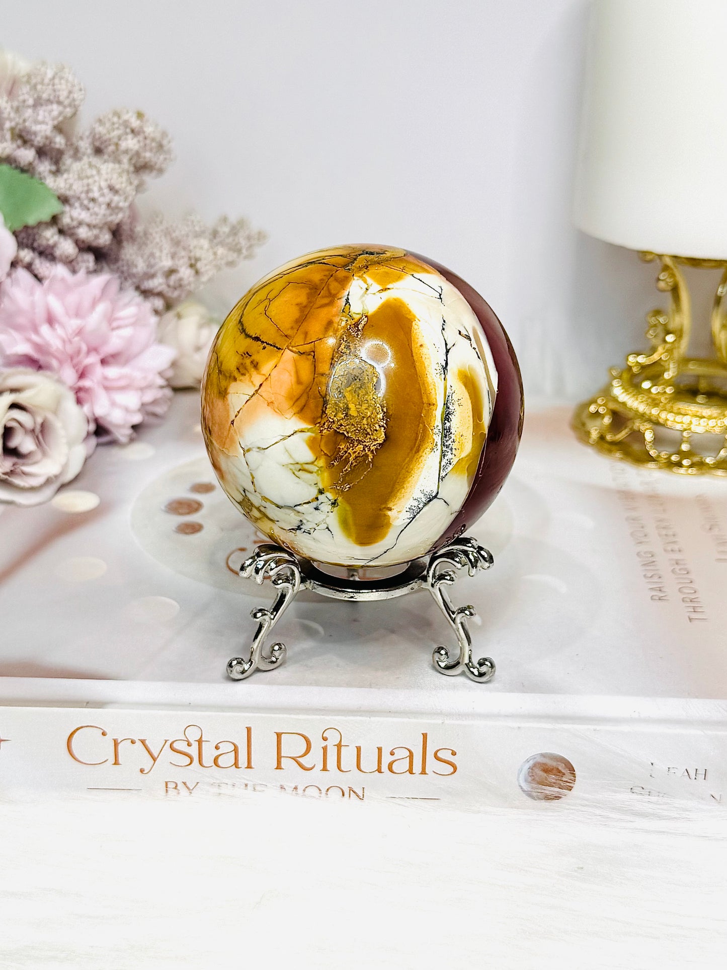 Large Mookaite Jasper Sphere on Stand 330g