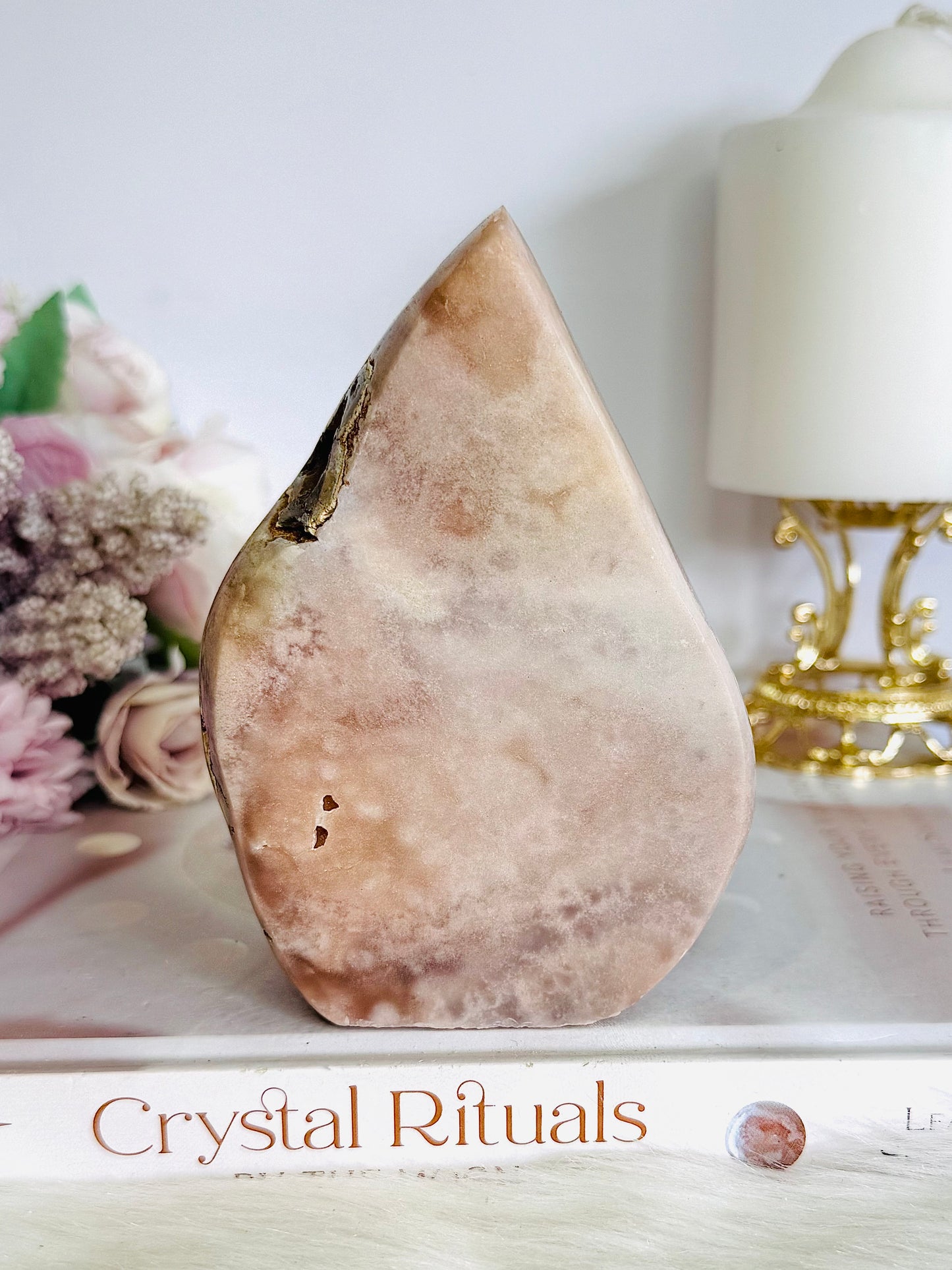 Pink Amethyst Druzy Carved Flame | Freeform 12cm