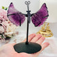 Beautiful 11cm Purple Fluorite Butterfly Wings On Stand