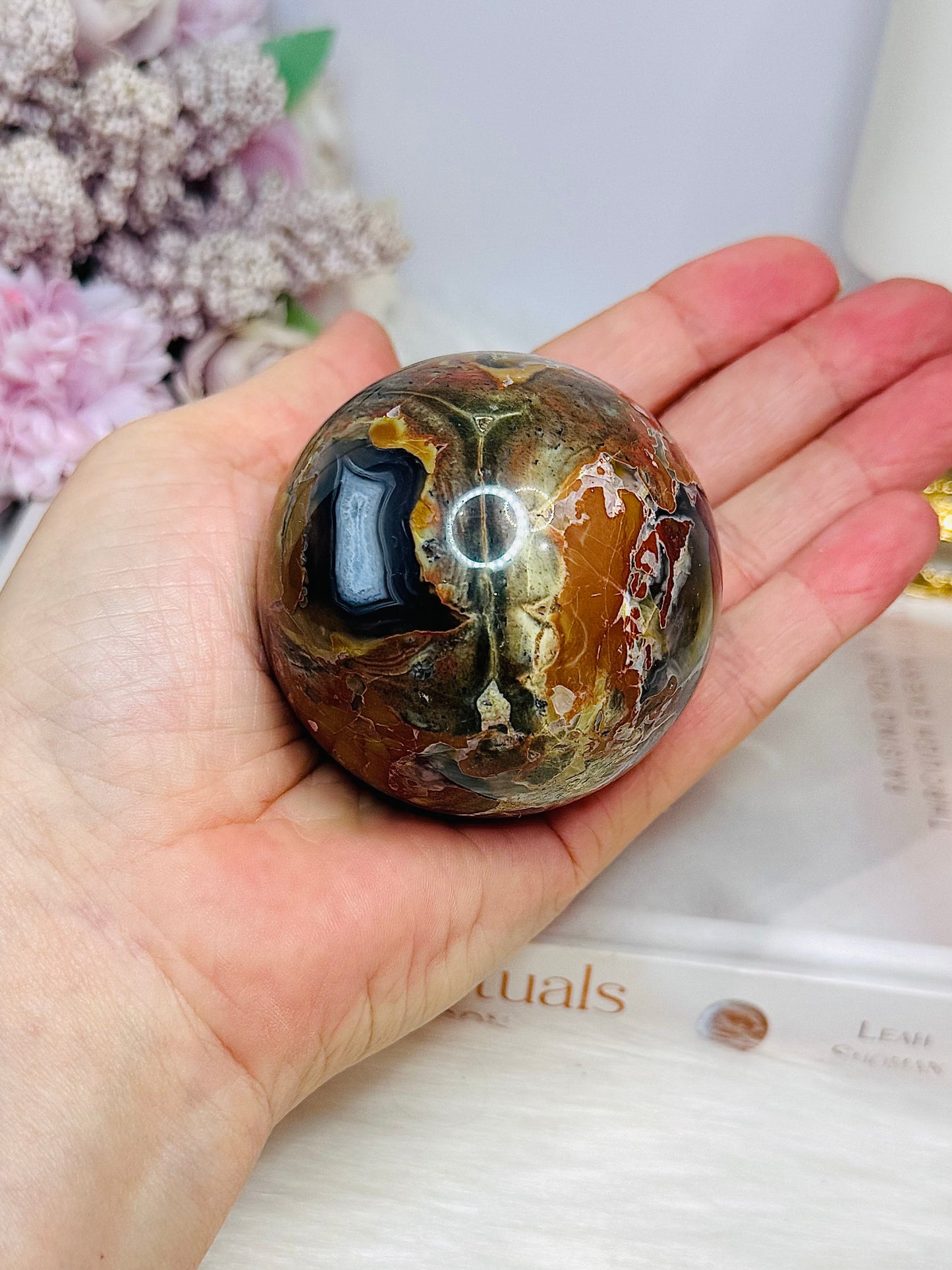 Volcano | Football Agate Sphere On Stand 260g