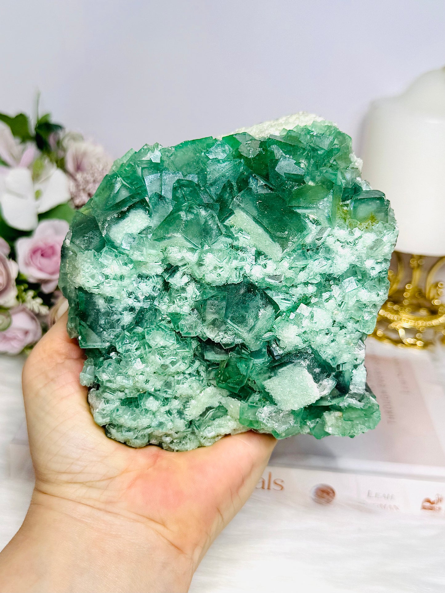 High Grade Green Cubed Fluorite Specimen 12cm 1.15KG