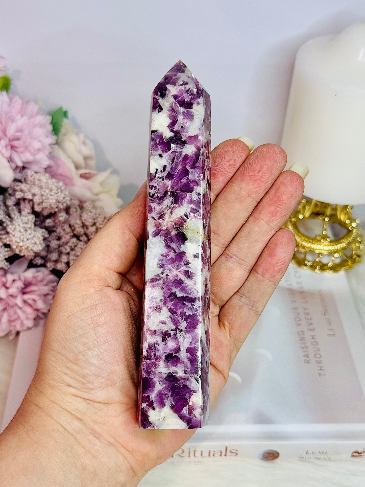 Fabulous Large 15cm Sparkling Purple Mica Tower