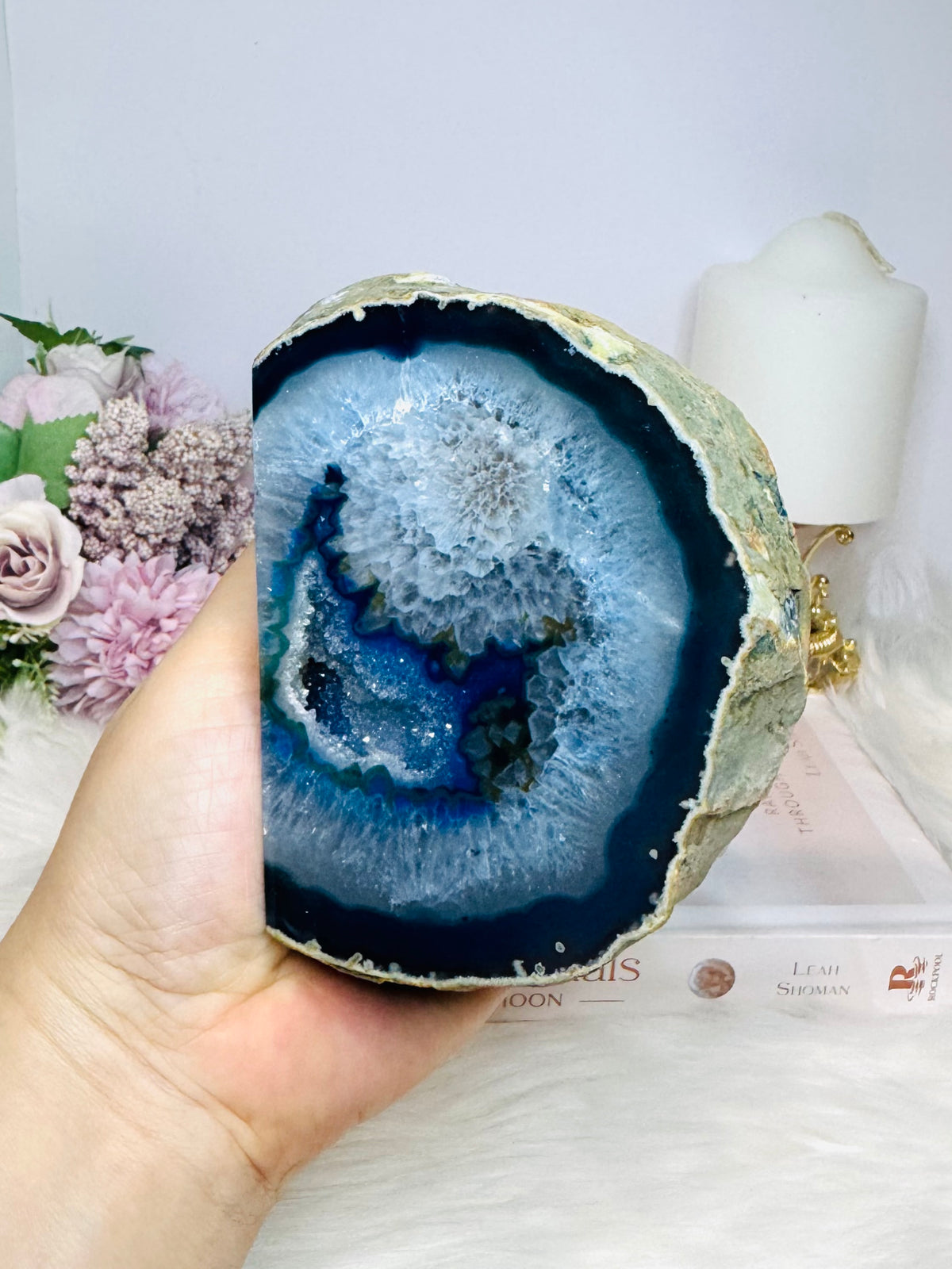 Blue (dyed) Agate Geode 12.5cm 771g
