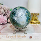 Large Moss Agate Druzy Sphere on Stand 756g