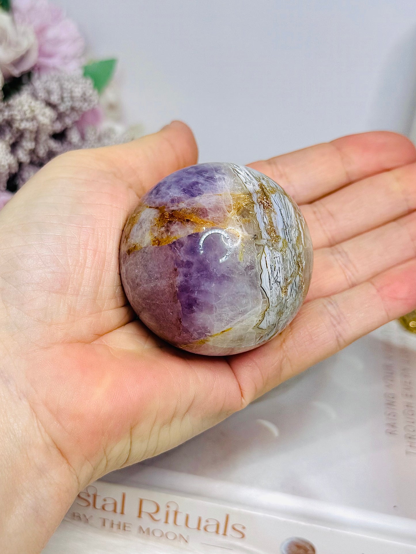Crazy Lace Amethyst Sphere on Stand 201g