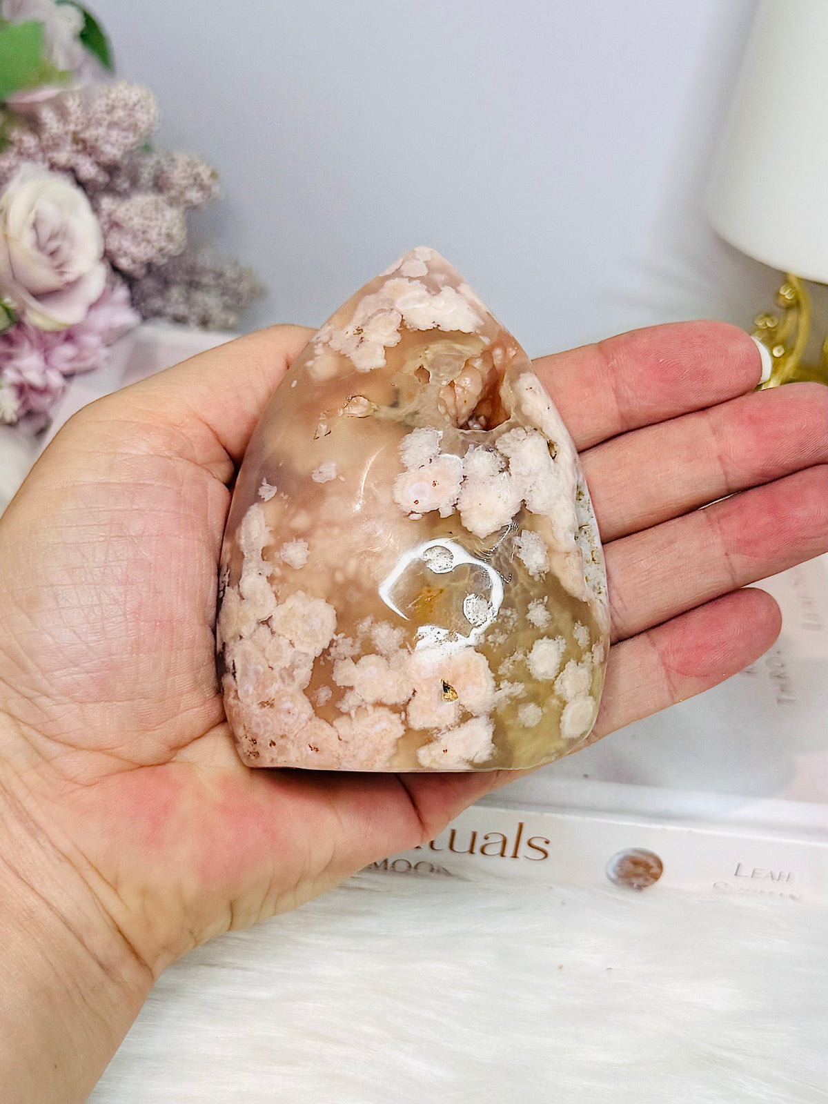 Flower Agate Druzy Flame 9cm 227g