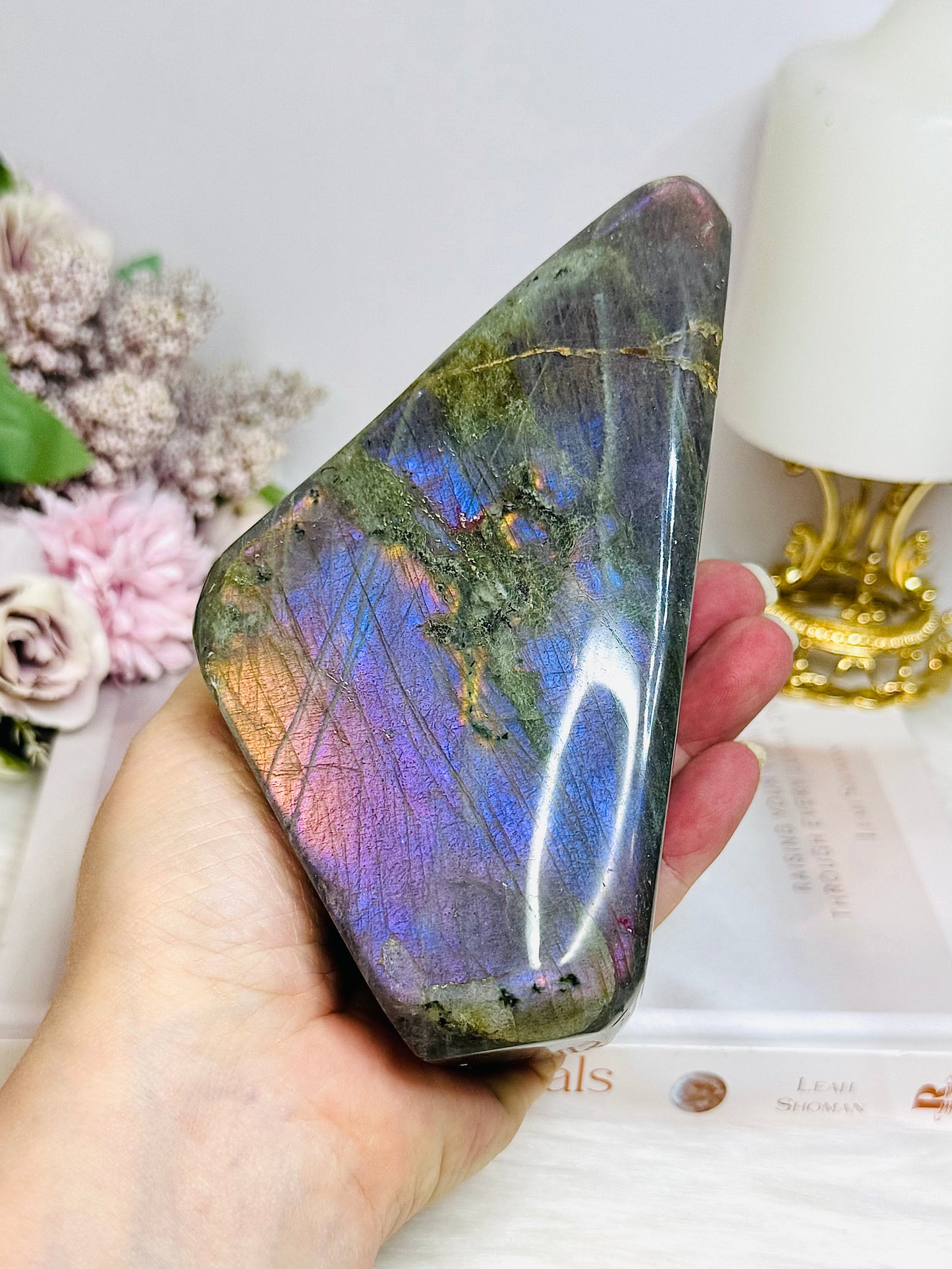 Large Labradorite Freeform with Pink & Purple Flash 847g 13.5cm