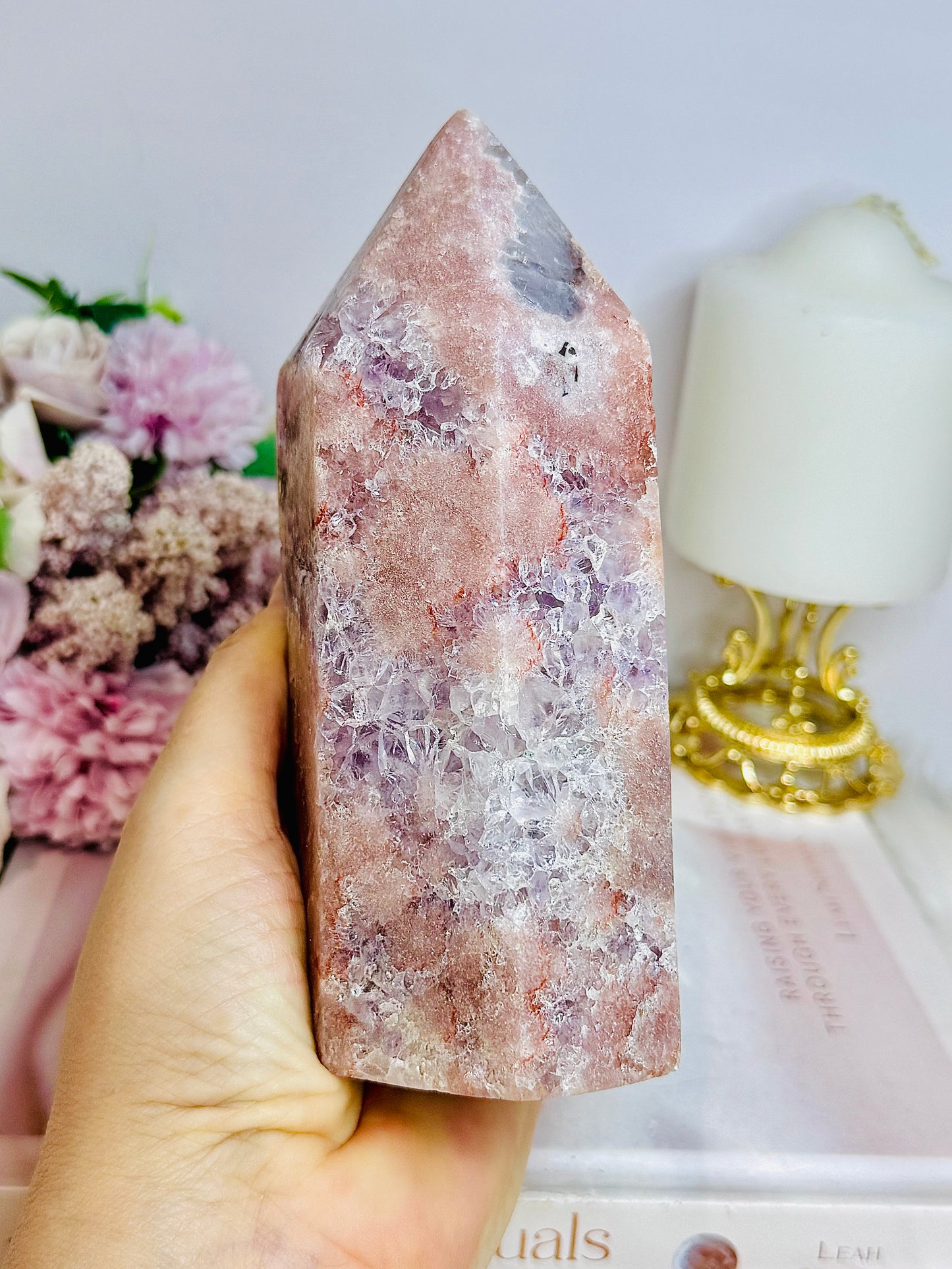 High Grade Pink Amethyst Druzy Tower 16cm 920g
