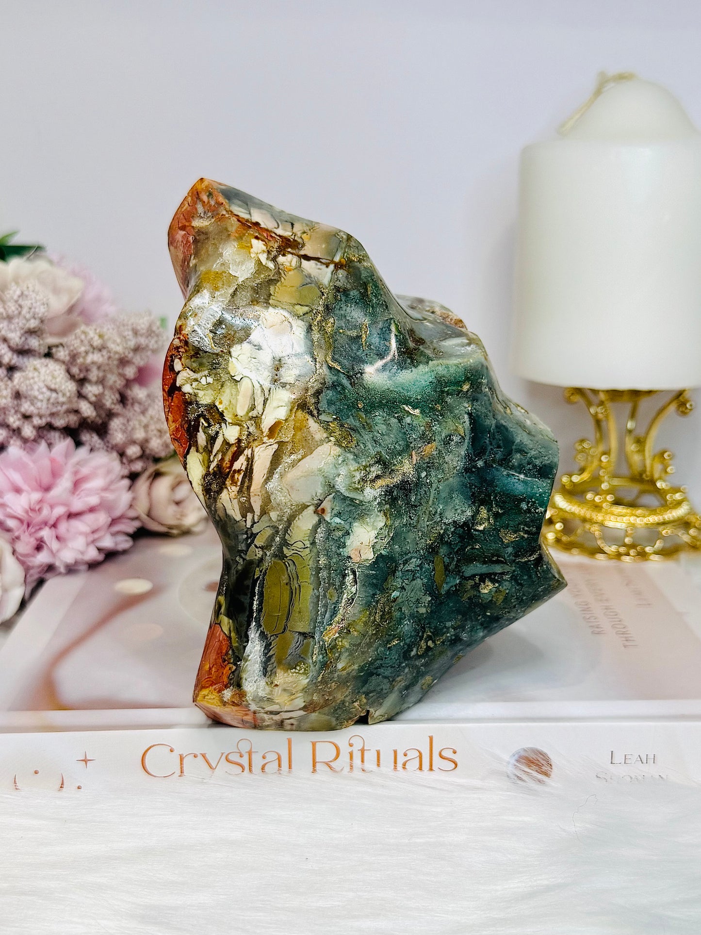 High Grade Ocean Jasper Carved Flame 13cm 1.1KG