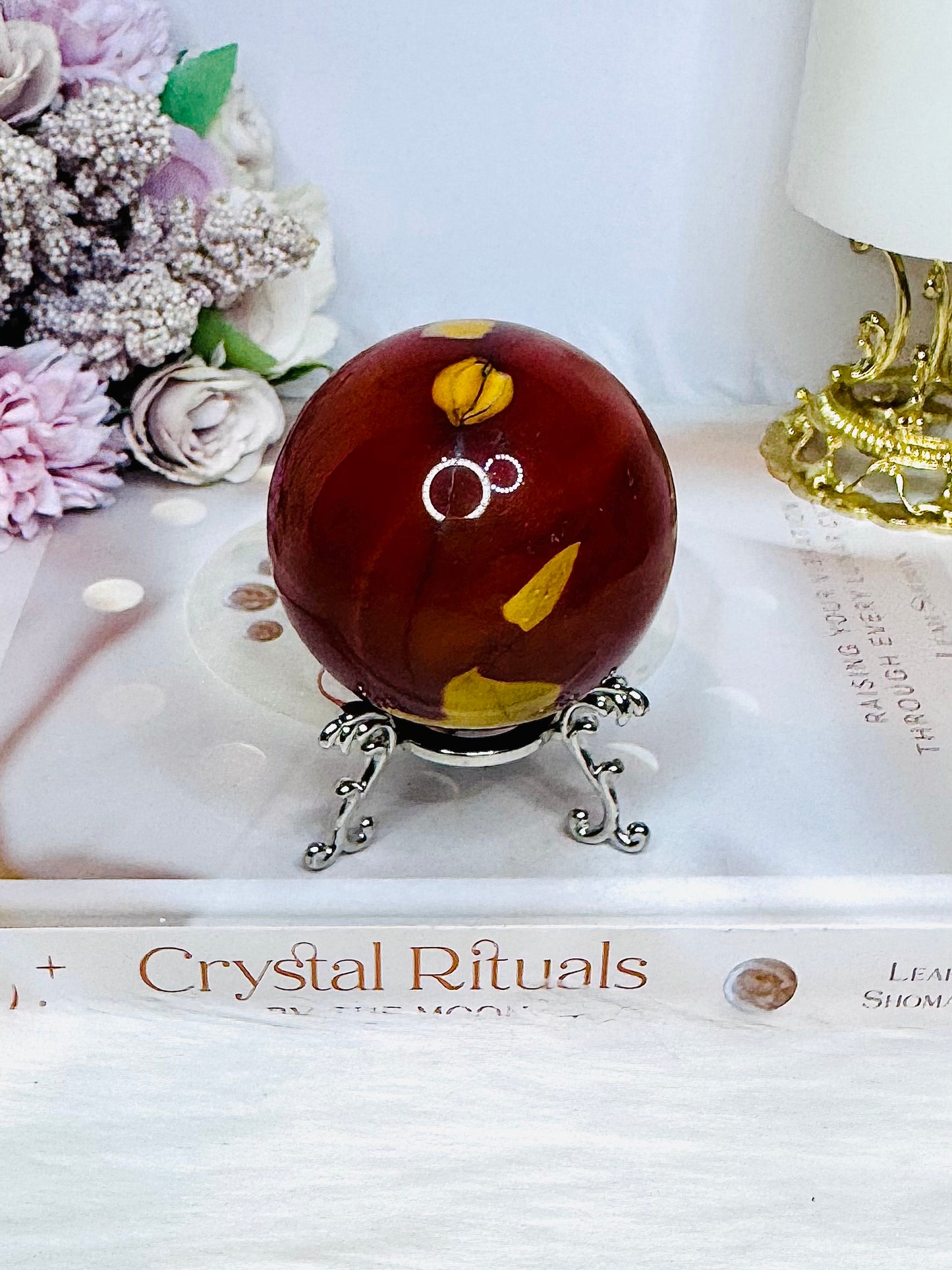 Mookaite Jasper Sphere on Stand 301g