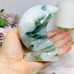 Moss Agate Druzy Moon On Stand 10cm 262g