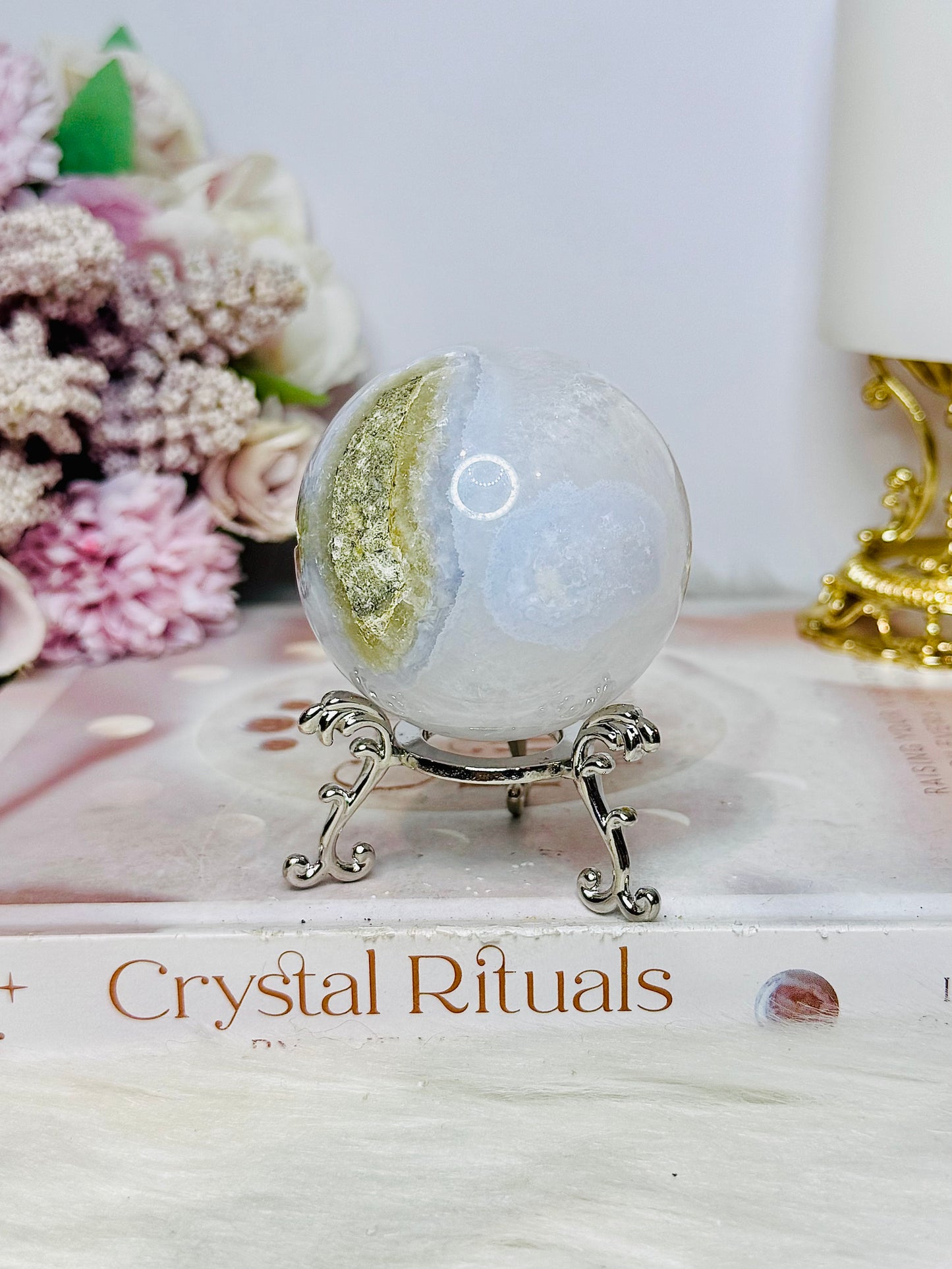 Druzy Blue Lace Agate Sphere on Stand 245g