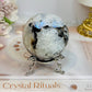 Rainbow Moonstone Sphere on Stand with Blue Flash 337g
