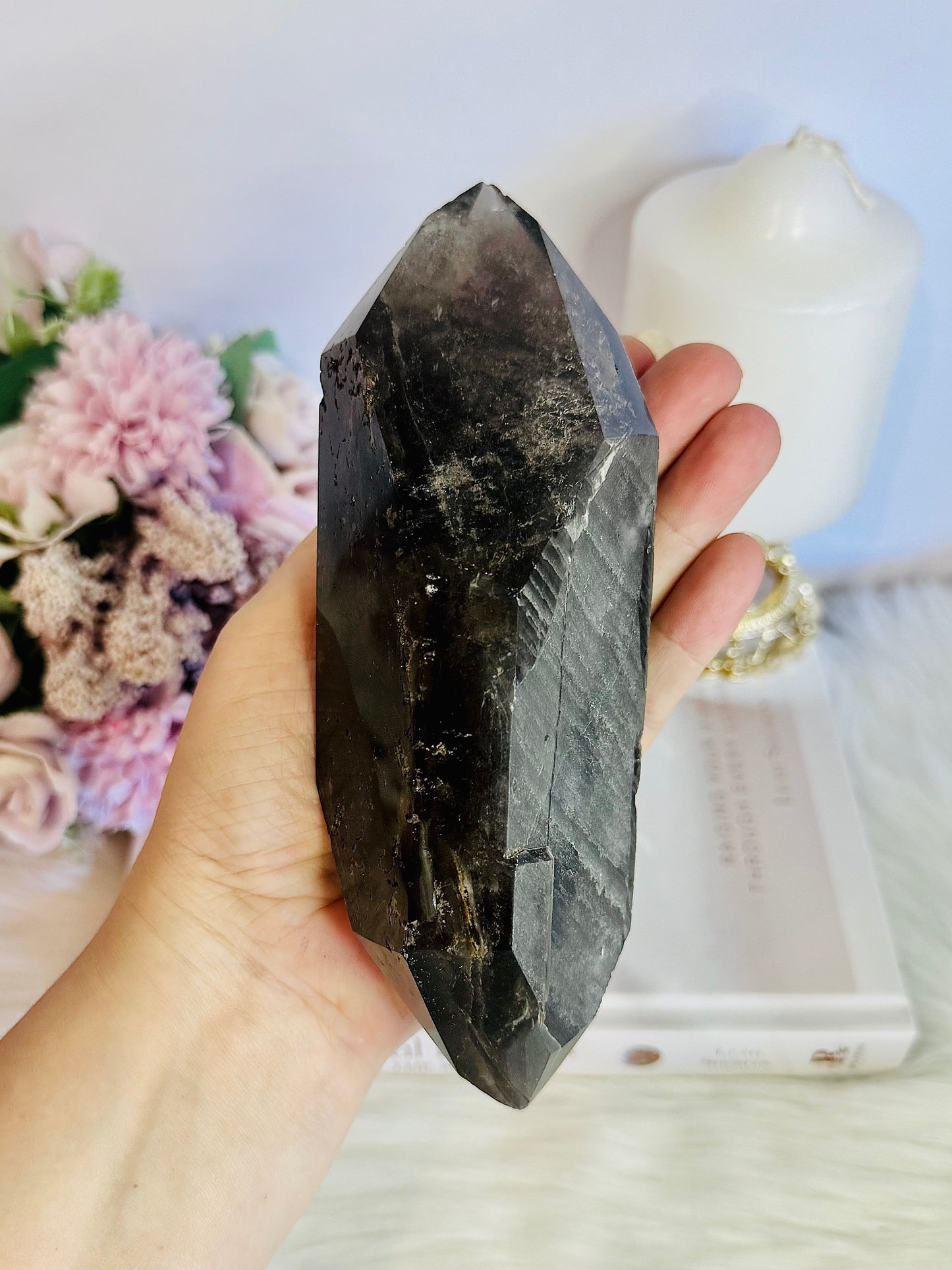 Stunning Large 17.5cm 731gram Smokey Quartz Double Terminated Point