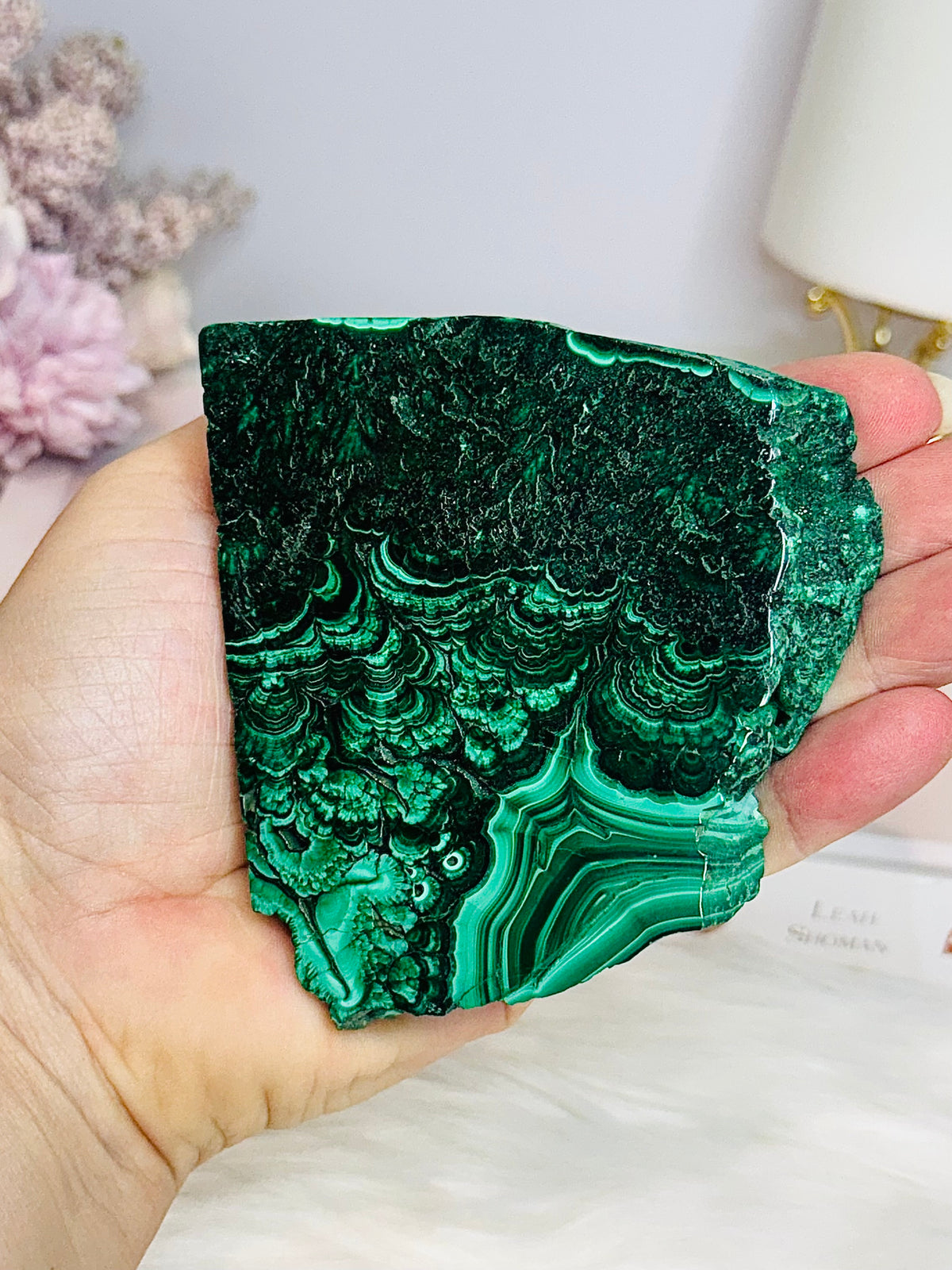 Large Thick Natural AAA Malachite Slab From Congo 9.5cm 262g