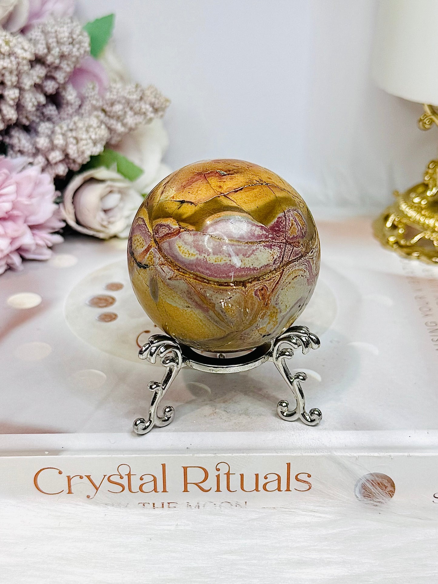 Polychrome Agate Sphere on Stand 205g