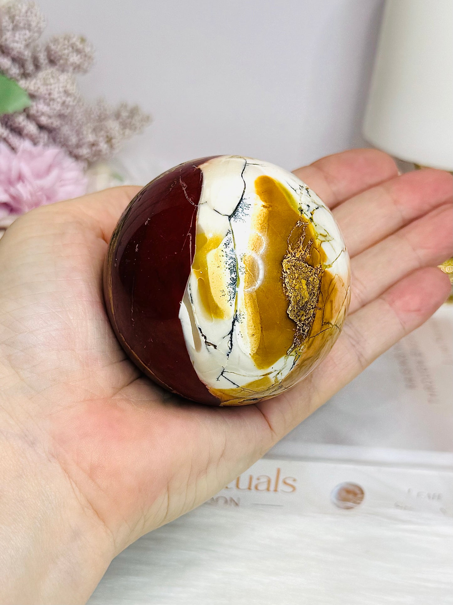 Large Mookaite Jasper Sphere on Stand 330g