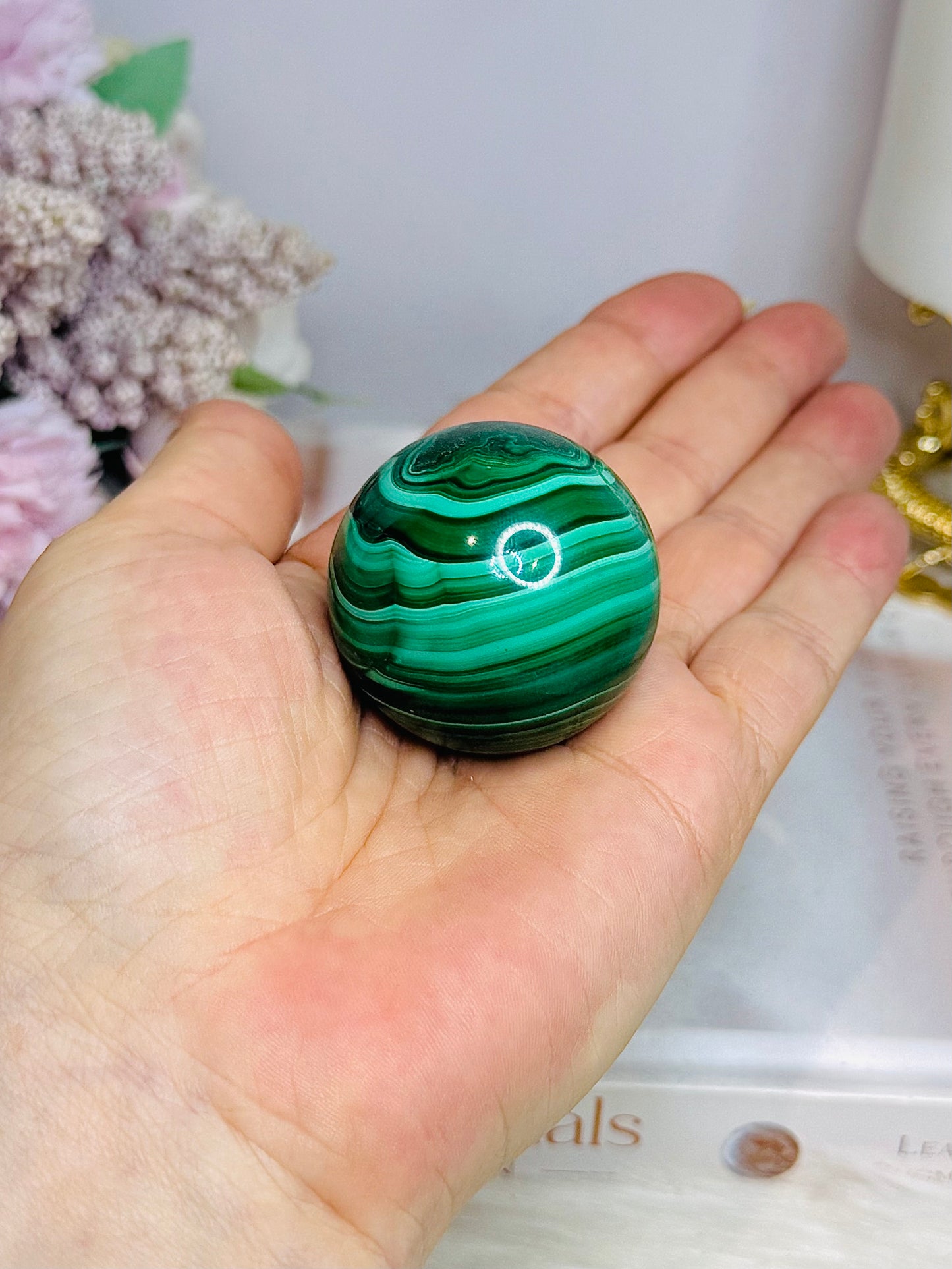 Natural Malachite From Congo Sphere on Stand 131g