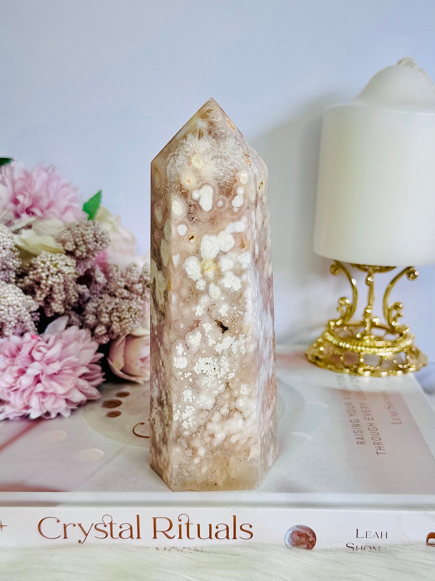 Stunning High Grade Druzy Flower Agate Chunky Tower 14.5cm