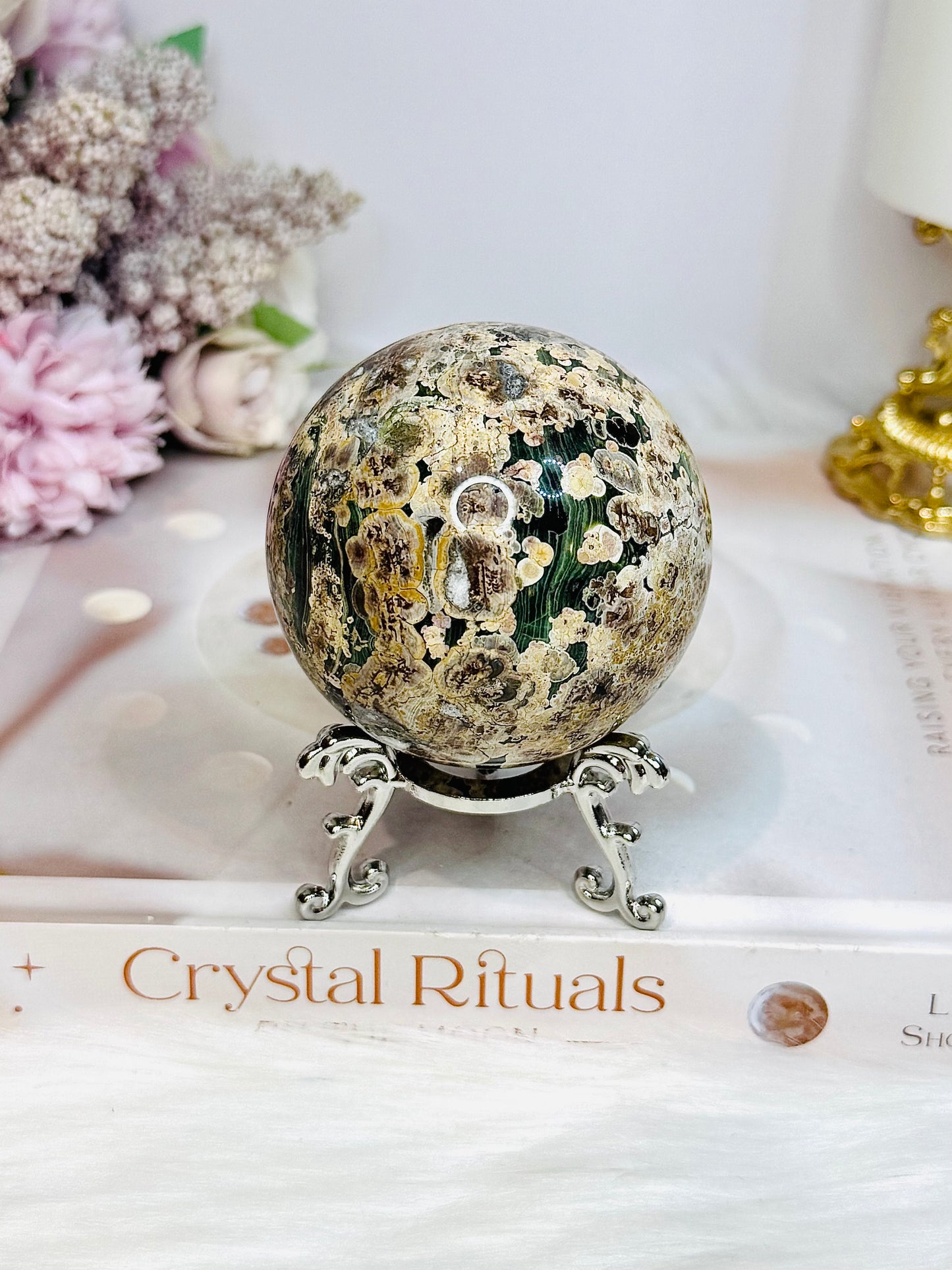 Sakura Agate Sphere on Stand 6.5cm