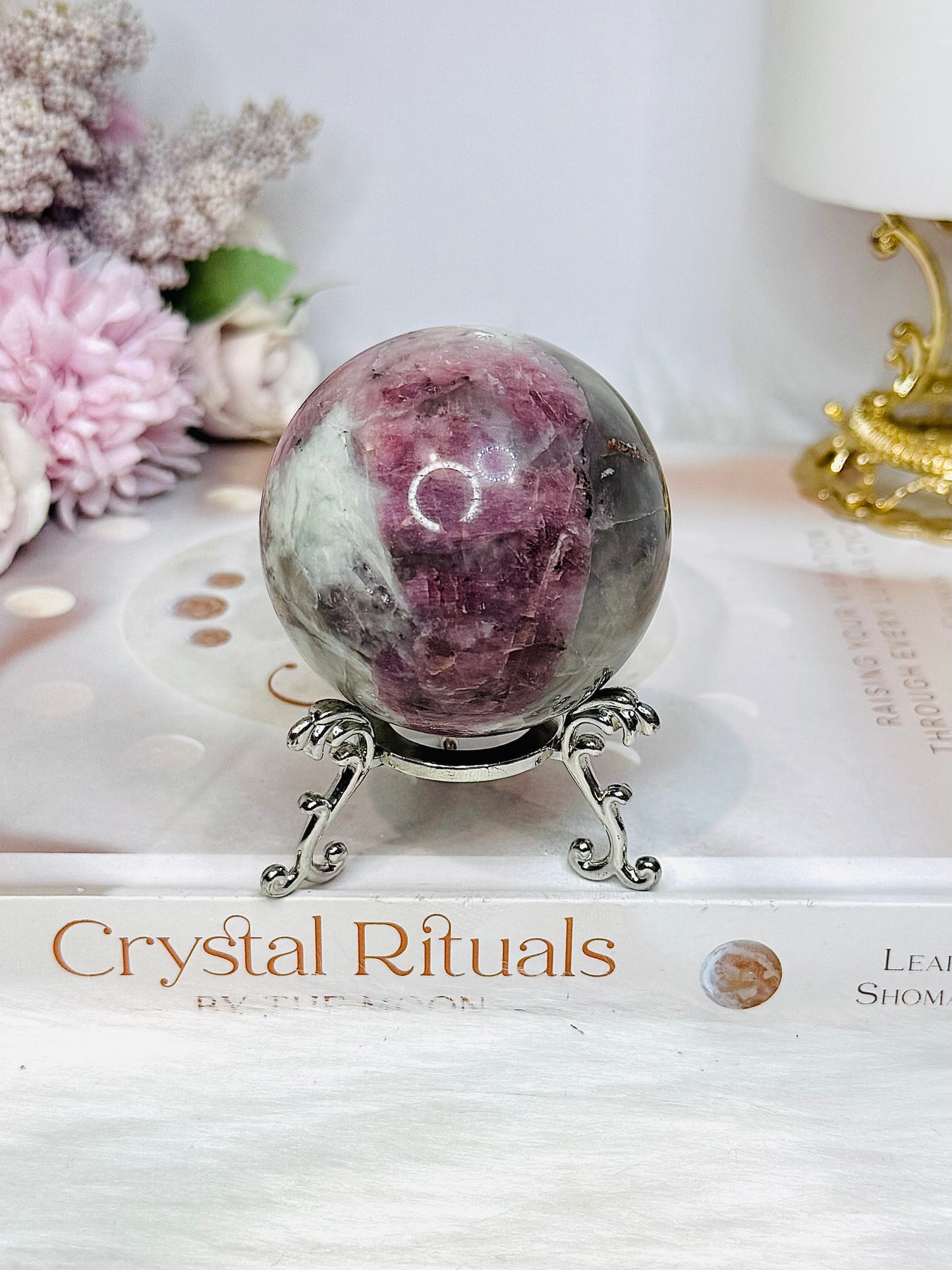 Pink Tourmaline Sphere On Stand 236g