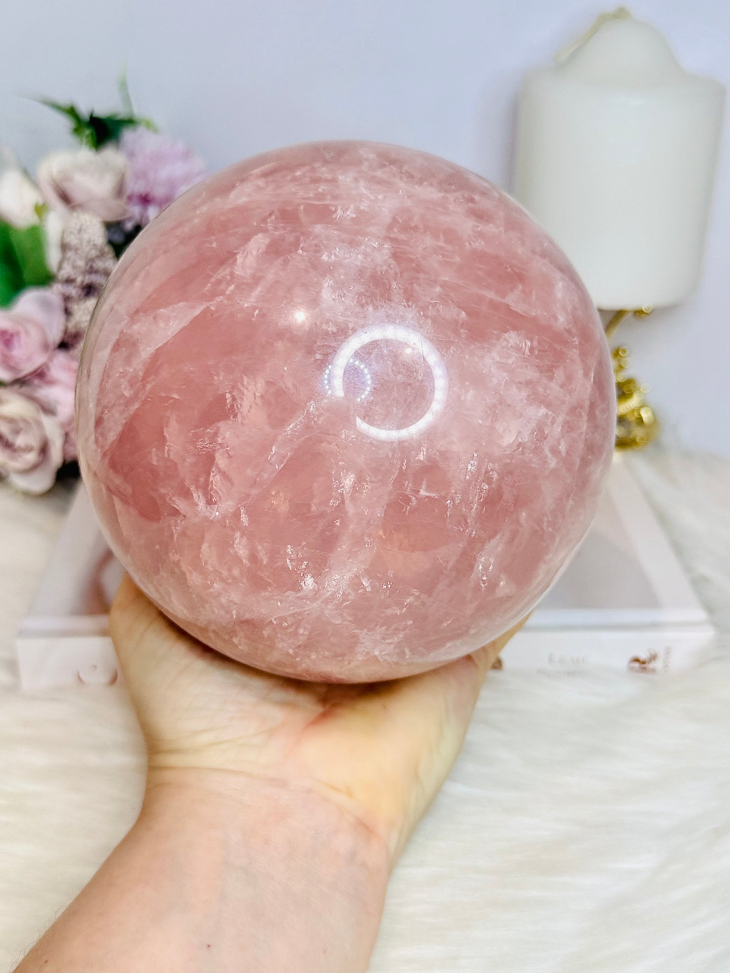 Huge Rose Quartz Sphere 3KG on Stand