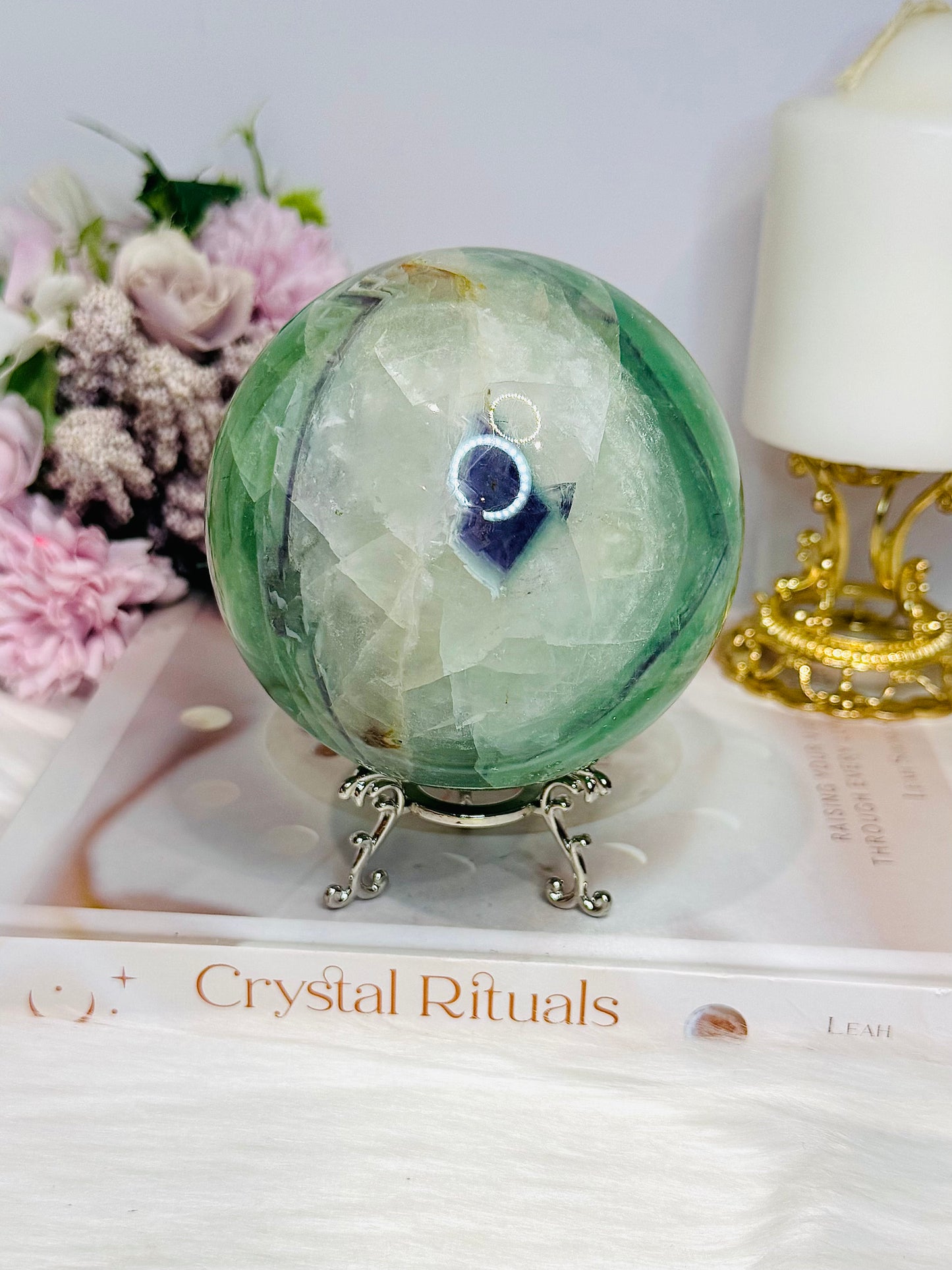 Large Green Fluorite Sphere on Stand 1.45KG