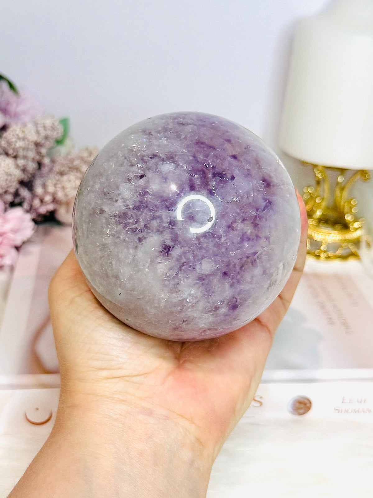 Large High Grade Purple Agate Sphere on Stand 851g