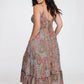 Long Boho Silk Strappy Dress with Pockets One Size