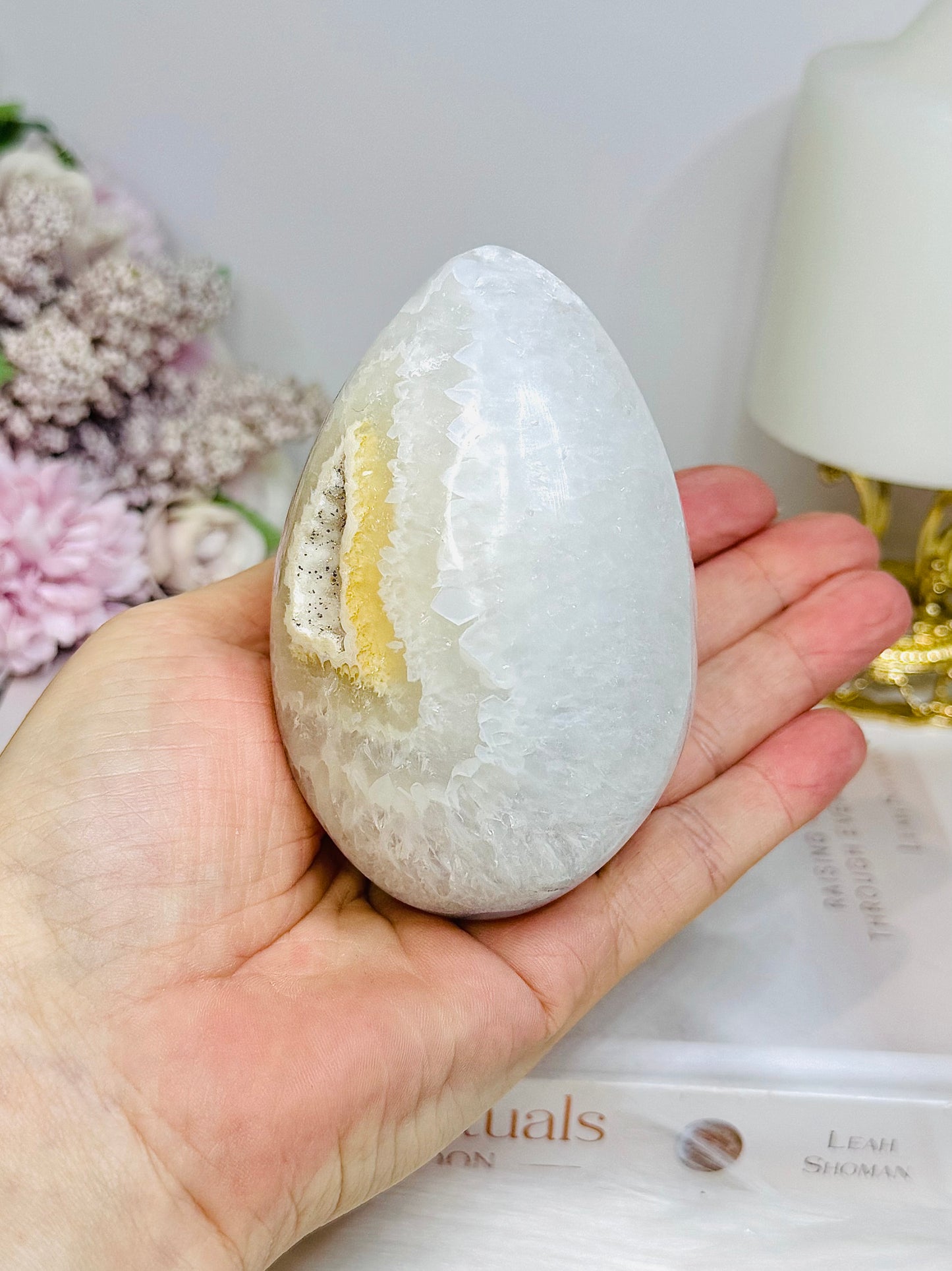 Large Druzy Agate Egg on Stand 9cm 423g