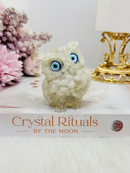 Supports Anxiety ~ Howlite Filled Resin Owl 6cm