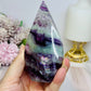 High Grade Large Fluorite Flame with Rainbows 11cm