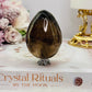 Unique Smokey Quartz Carved Polished Egg 172grams on Stand