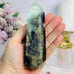 Large Green Brecciated Fluorite Tower 13cm