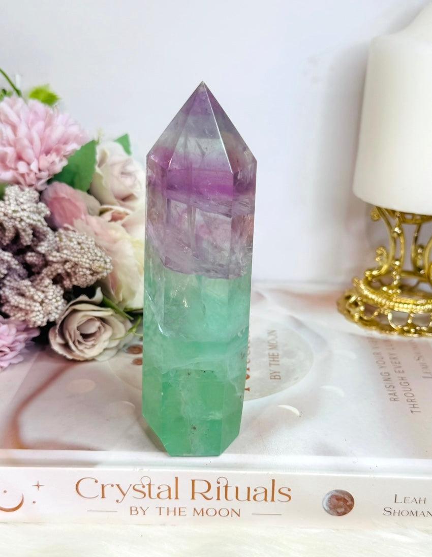 High Grade Rainbow Fluorite Tower Full of Rainbows 13.5cm