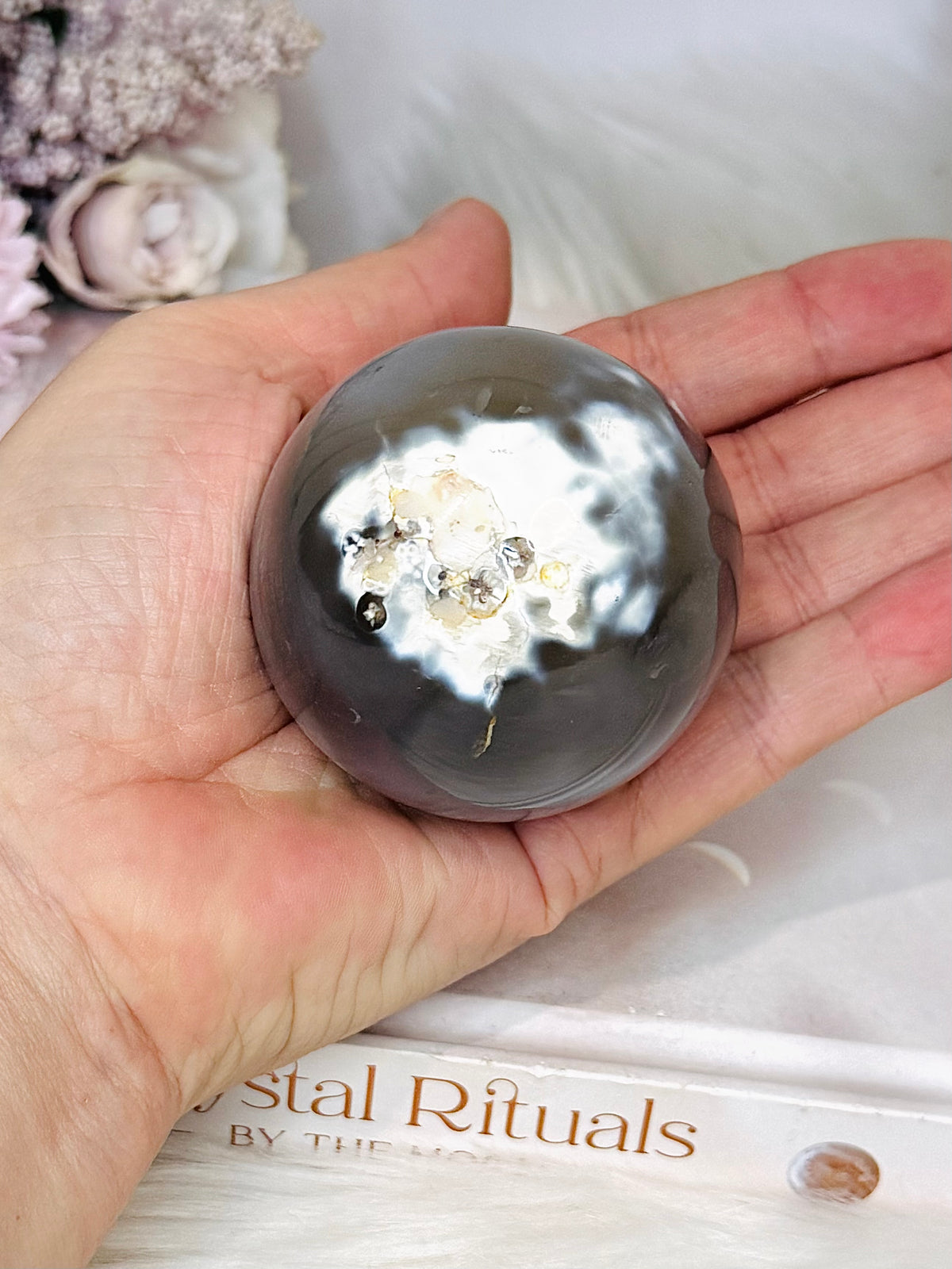Orca Agate Sphere on Stand 244g