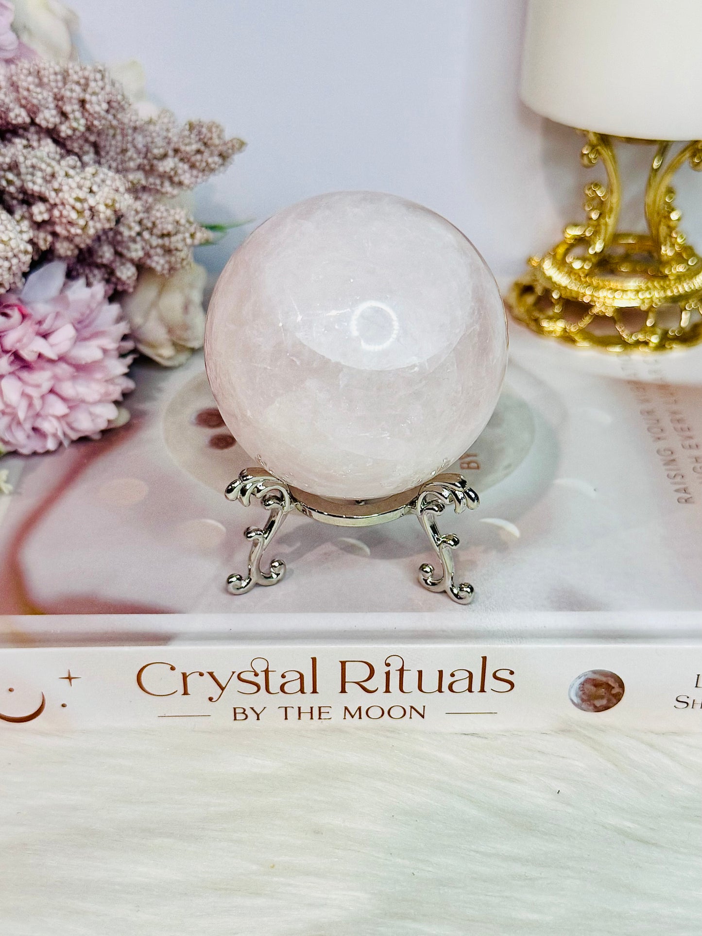 Natural Rose Quartz Sphere On Stand 302grams