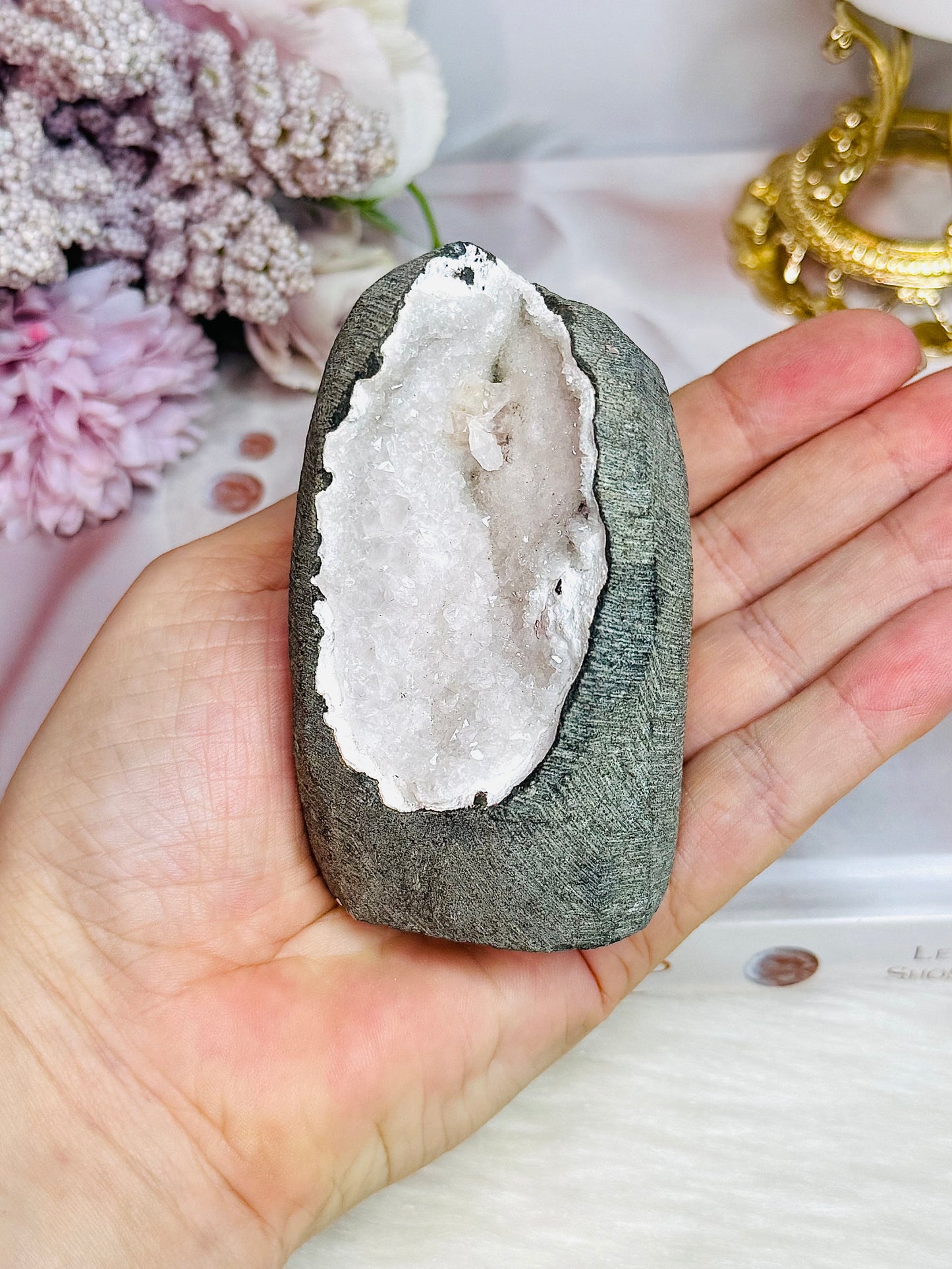 Natural Amethyst & Apophyllite In Basalt Freeform 273grams