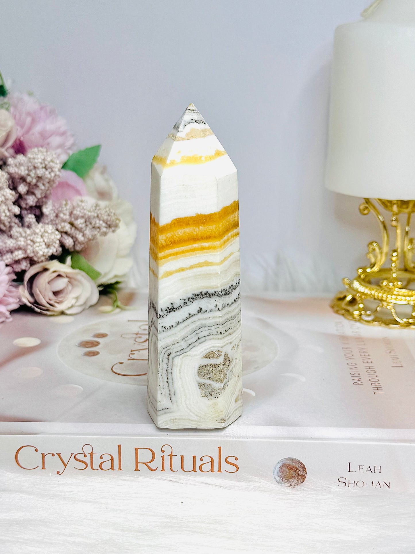 Orange Dentrictic Calcite Tower 11cm