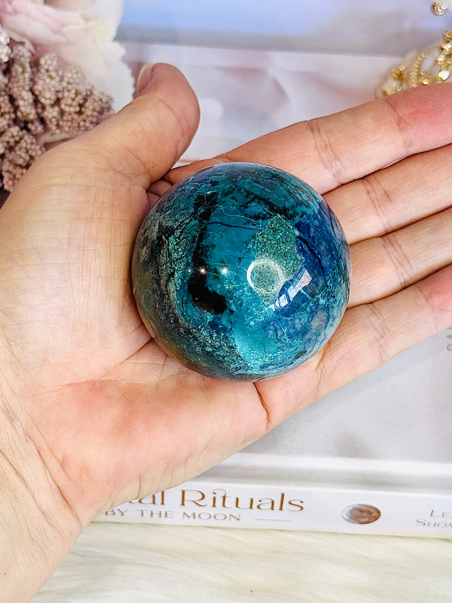 Absolutely Incredible High Grade Chrysocolla Sphere on Stand 6.5cm