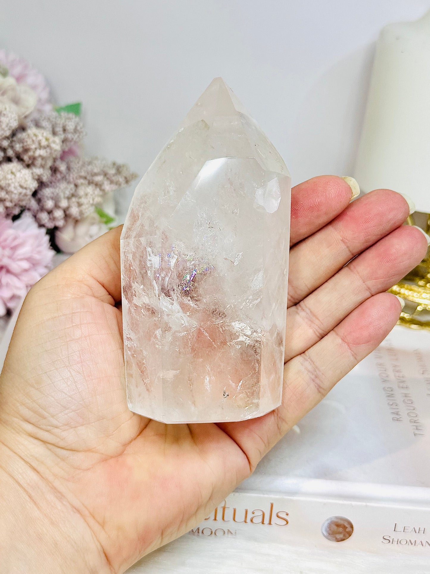 Chunky Clear Quartz Tower with Rainbows 11.5cm 369g