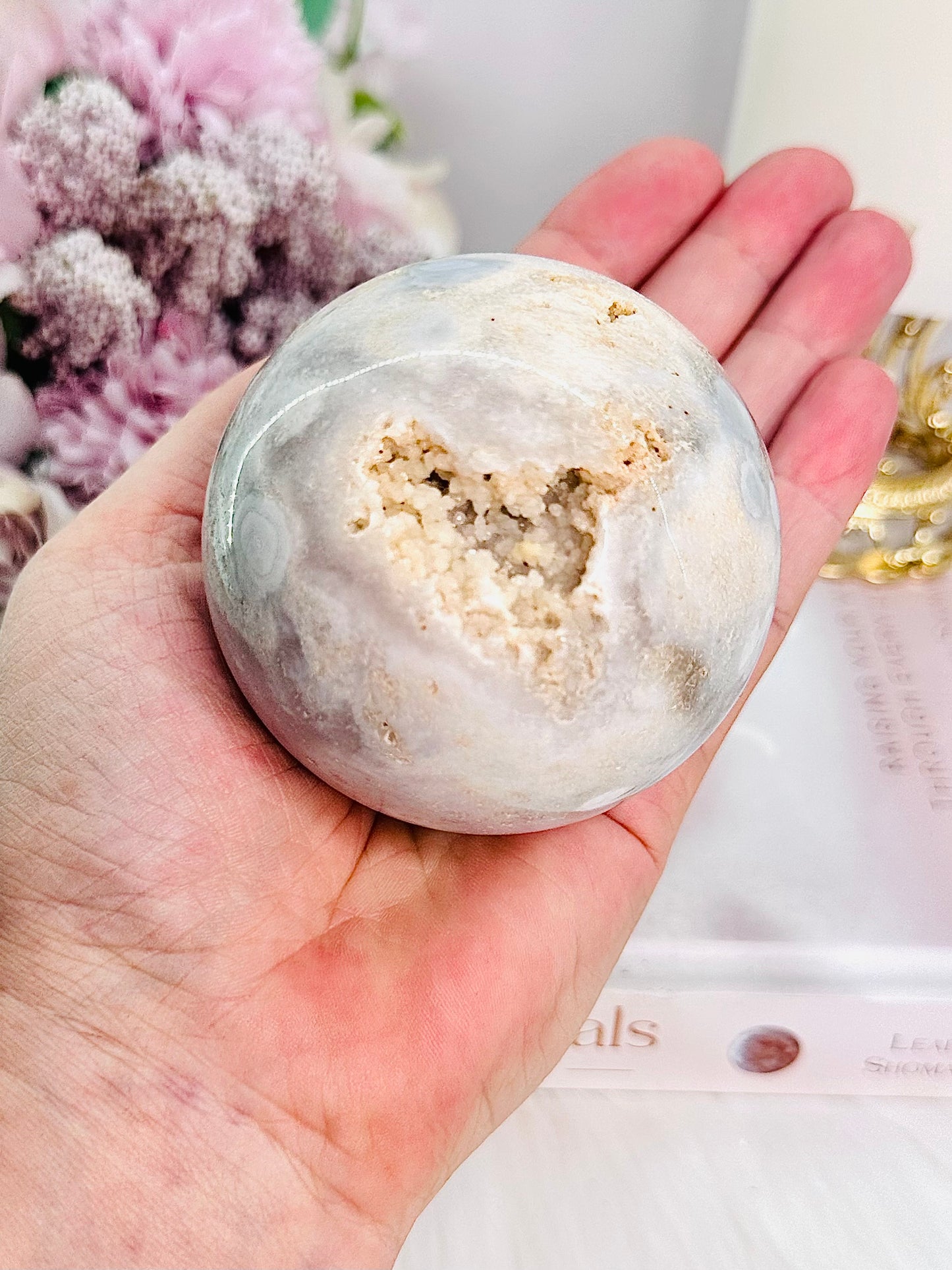Stunning Large 401gram Druzy Pink Amethyst Sphere On Stand from Brazil