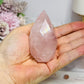 Rose Quartz Carved Faceted Diamond on Stand 15cm