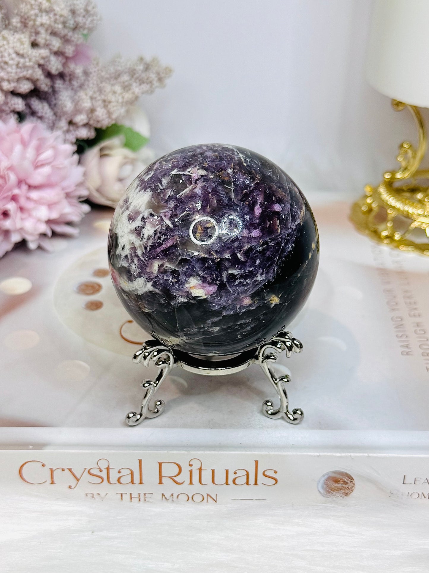 Large Pink Purple Tourmaline Sphere on Stand 328g