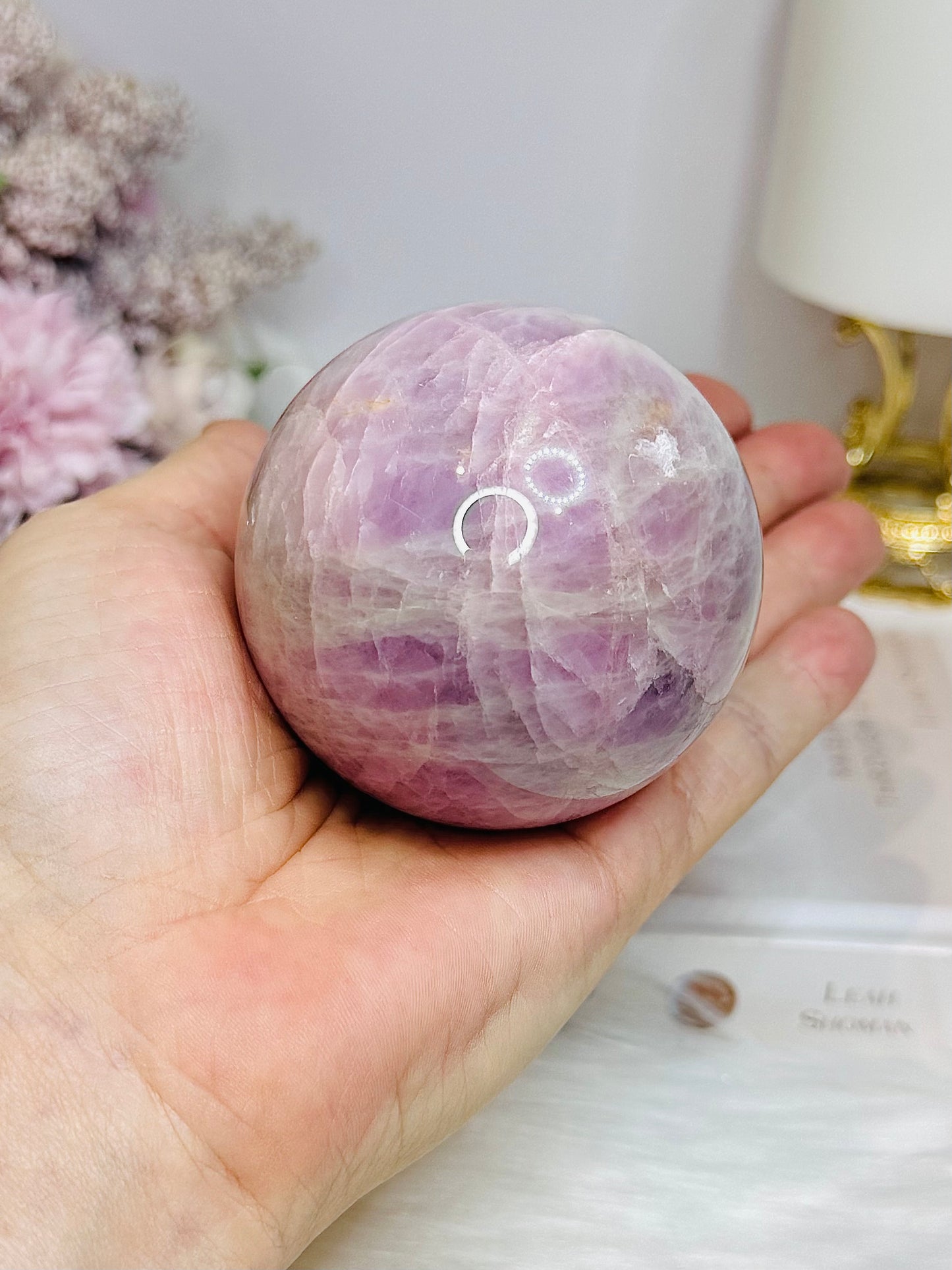 Large Kunzite Sphere on Stand 398g