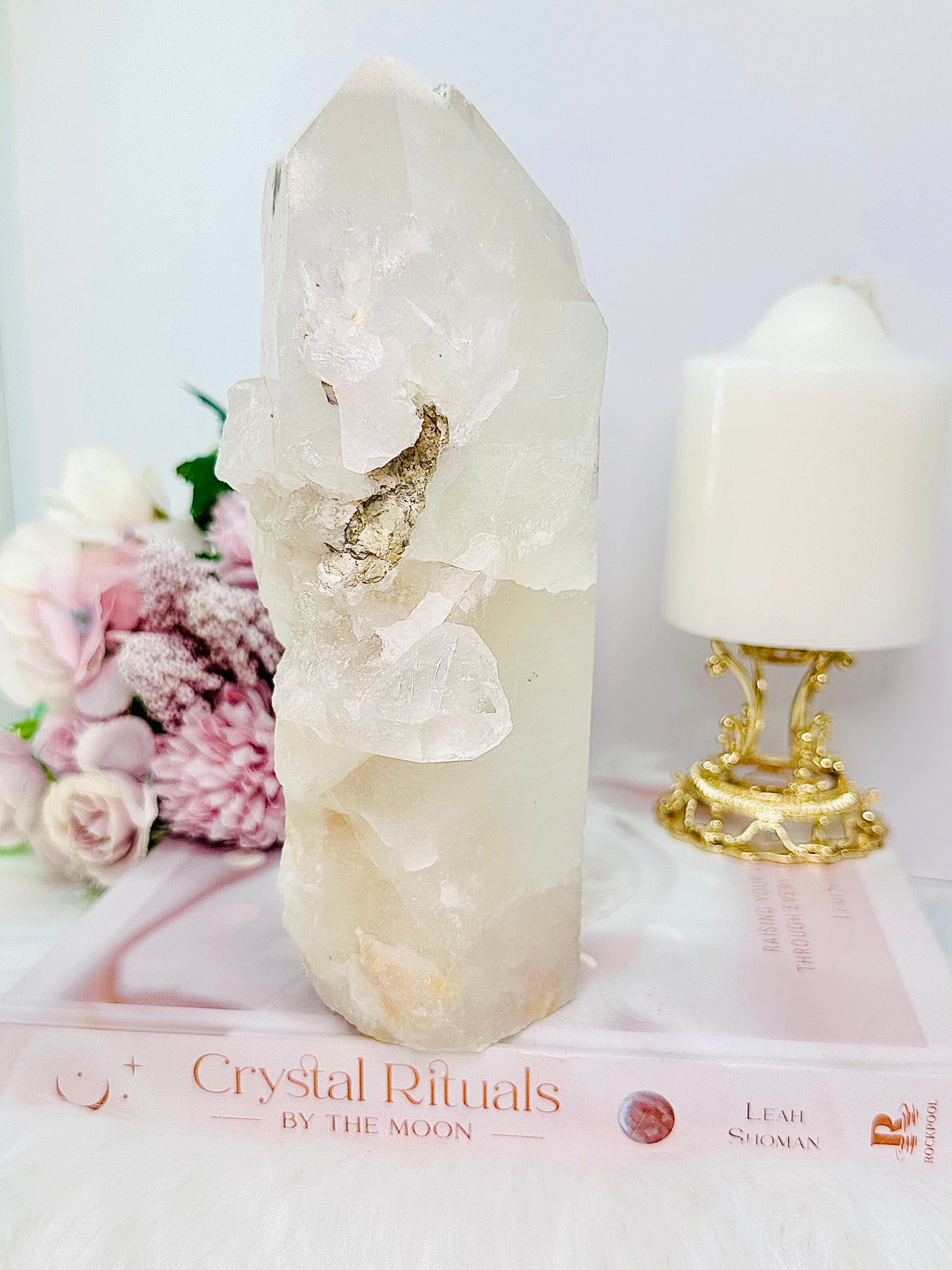 Incredibly Powerful Natural Huge Clear Quartz Double Point Tower From Brazil 1.56KG 18cm Tall