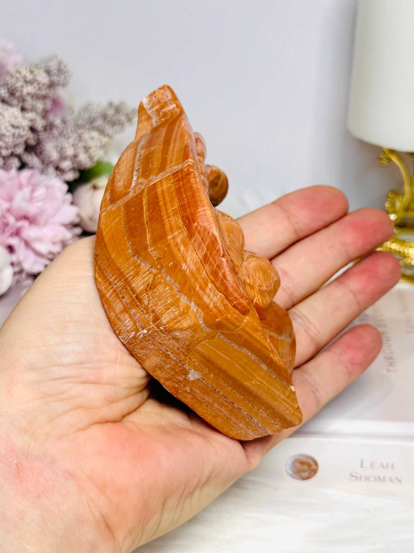 Chunky Large Orange Jasper Snail 11.5cm 296g