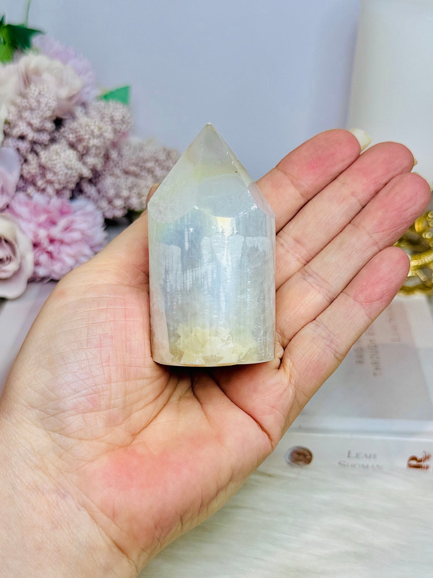 Angel Aura Druzy Agate Cylinder Tower 7.5cm